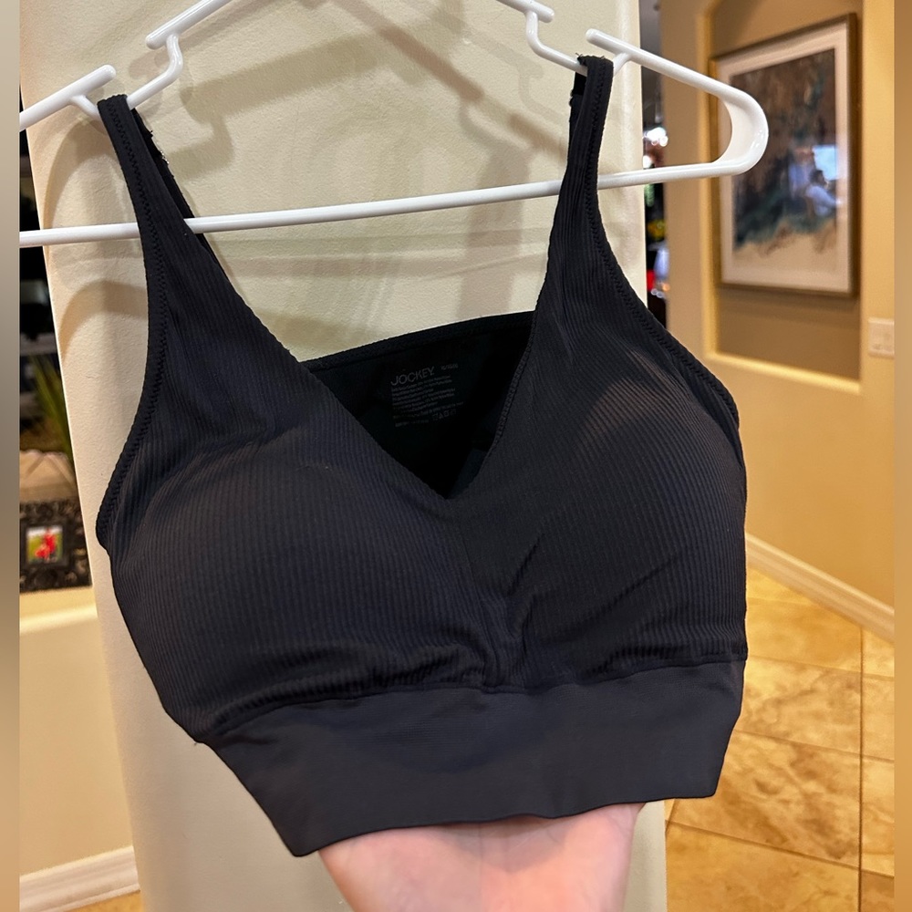 EUC Women’s Black Jockey Generation Seamless Ribbed Plunge Bralette, Size XL